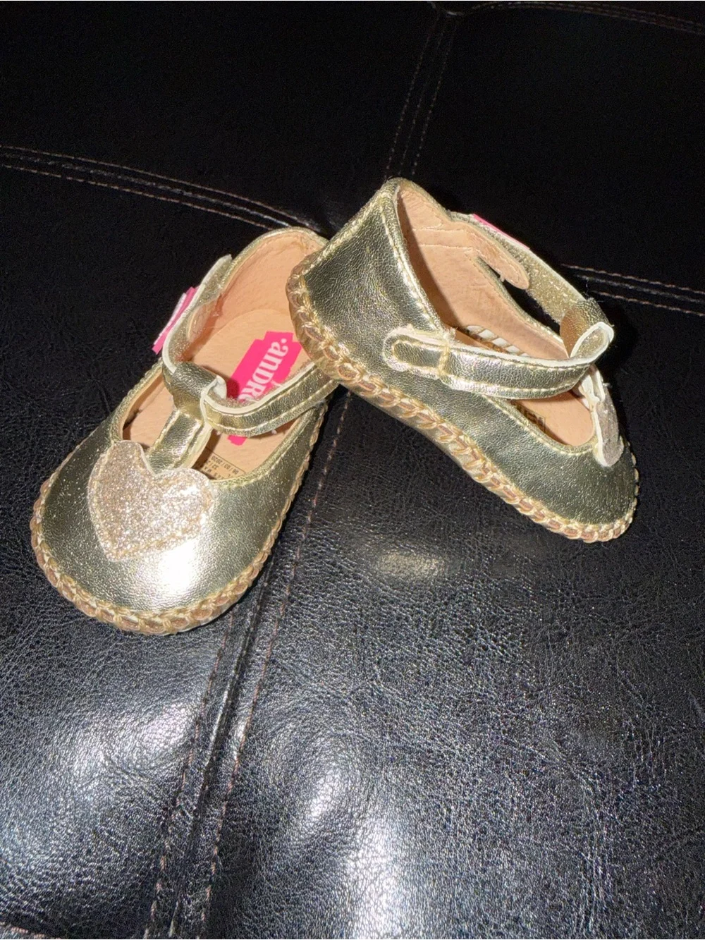 Baby Mary Jane Gold Heart Strap Shoes